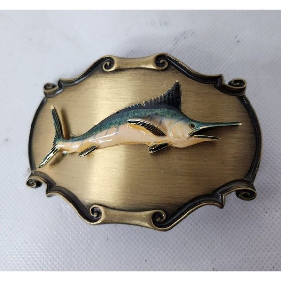 Raintree Accessories Vintage Raintree 98 3d Metal Belt Buckle Blue